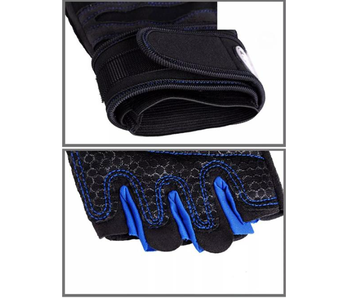 Fingerless Weight Lifting XL Size Gym Gloves for Men and Women - Black and Blue - Zoom Image 3