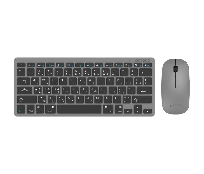 Porodo PD-BTKBMCO-GY Super Slim and Portable Keyboard and Mouse - Gray - Zoom Image 1