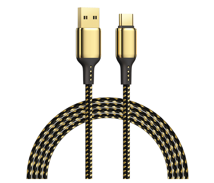 Wiwu GD-1013M 3 Metre 20W Gd-101 USB To Type-C 18K Golden Data Cable - Black and Gold - Zoom Image