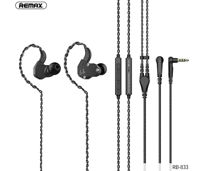 Remax RM-833 HIFI Triple-Driver Wired Headphone - Black - Zoom Image 1