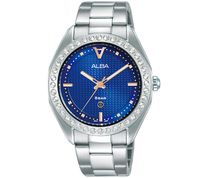 Alba AH7V35X1 36mm Signa Stainless Steel Analog Watch for Women - Silver and Blue - Zoom Image 1