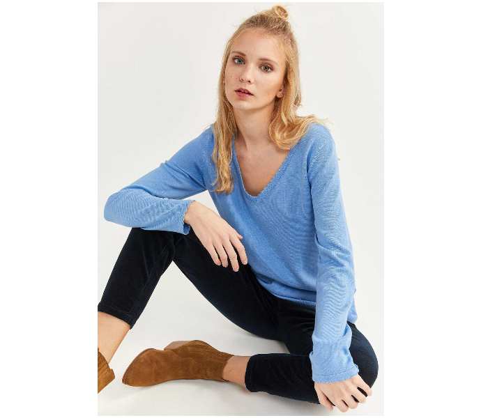 Springfield 133741614 Small Long Sleeve Knitwear for Women - Light Blue - Zoom Image 2