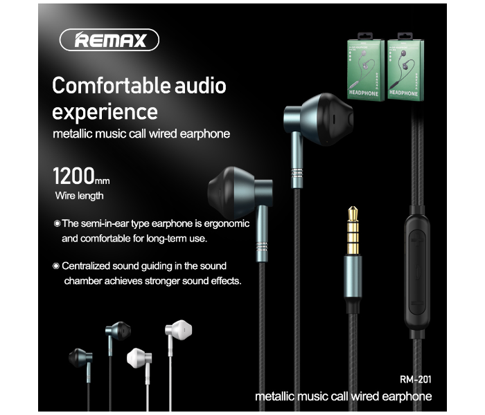 Remax RM-201 In-Ear Wired Headphone - Silver - Zoom Image 2