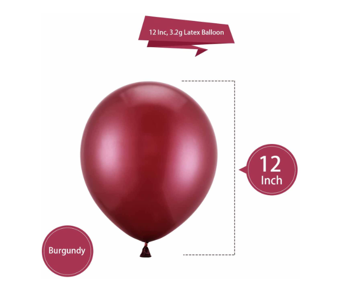 Mira Decor M D NH12 254 12 inch Pack of 25 Piece High Quality Latex Balloon - Burgundy - Zoom Image