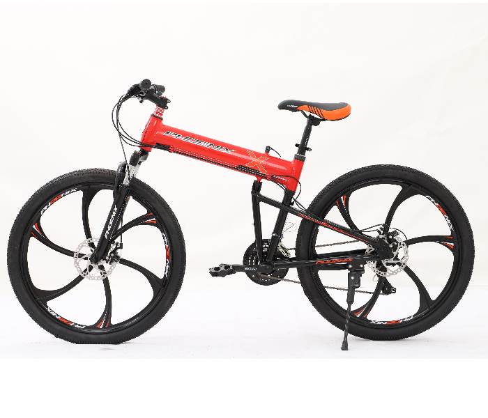 Phoenix PNX 14157 26 Inch 21 Speed Folding Bicycle with Aluminium Wheel - Red and Black - Zoom Image 2