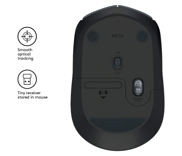 Logitech M-170 Wireless Mouse with USB Receiver - Black - Zoom Image 4