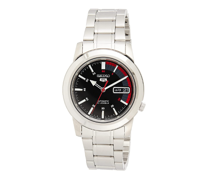 Seiko SNKK31J1 Analog Automatic Stainless Steel with Black Dial Watch for Men - Silver - Zoom Image 1