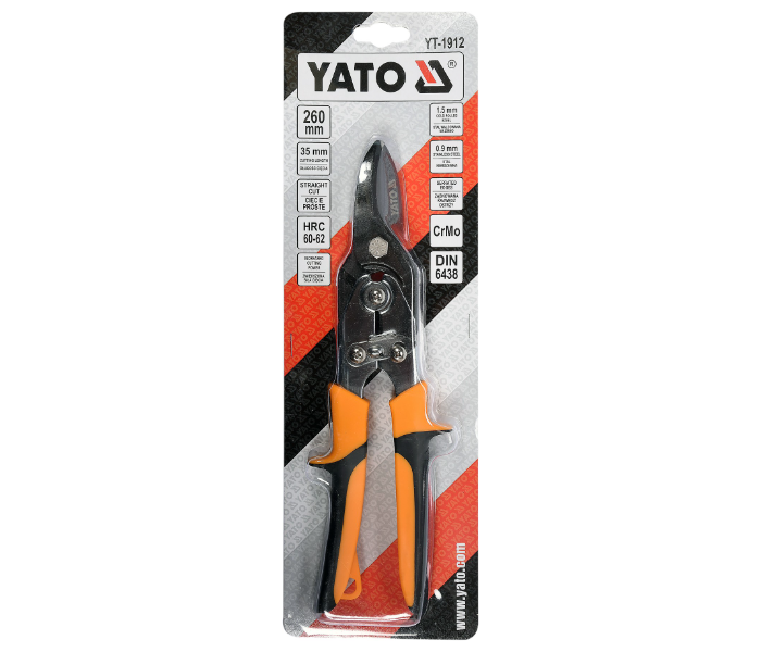 Yato YT-1912 Cr-Mo Steel Straight Tin Snip - Yellow and Black - Zoom Image 2