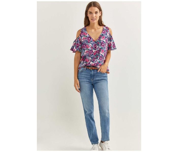 Springfield 681870611 Size 38 Short Sleeve Blouse for Women - Dark Blue - Zoom Image 1