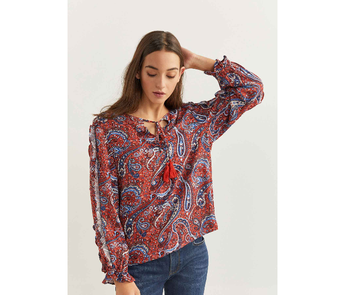 Springfield 679737766 Size 36 Long Sleeve Blouse for Women - Orange - Zoom Image 1