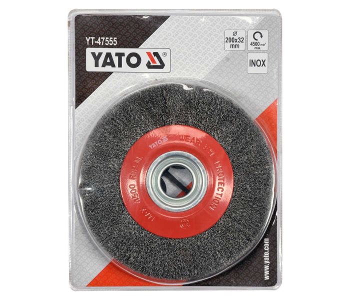 Yato YT-47555 200 x 32mm Inox Cup Brush for Table Grinder - Red and Silver - Zoom Image 3