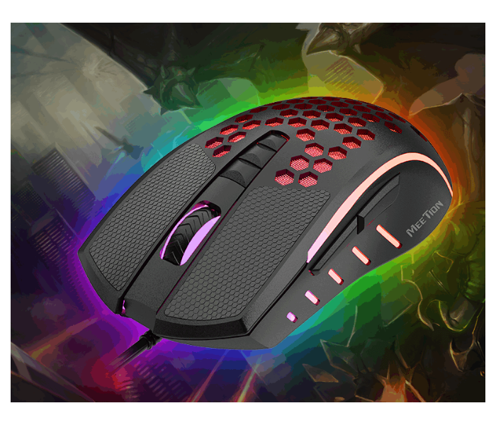 Meetion MT-GM015 Comfortable And In Control Lightweight Honeycomb Gaming Mouse -Black - Zoom Image 5