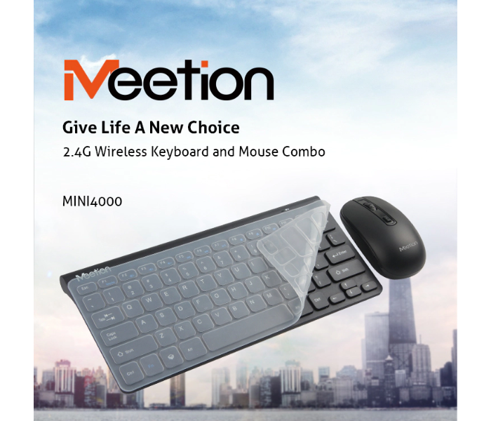 Meetion MT-MINI4000 2.4G Wireless Keyboard And Mouse Combo Power-efficient Wireless Technology - Black - Zoom Image 1