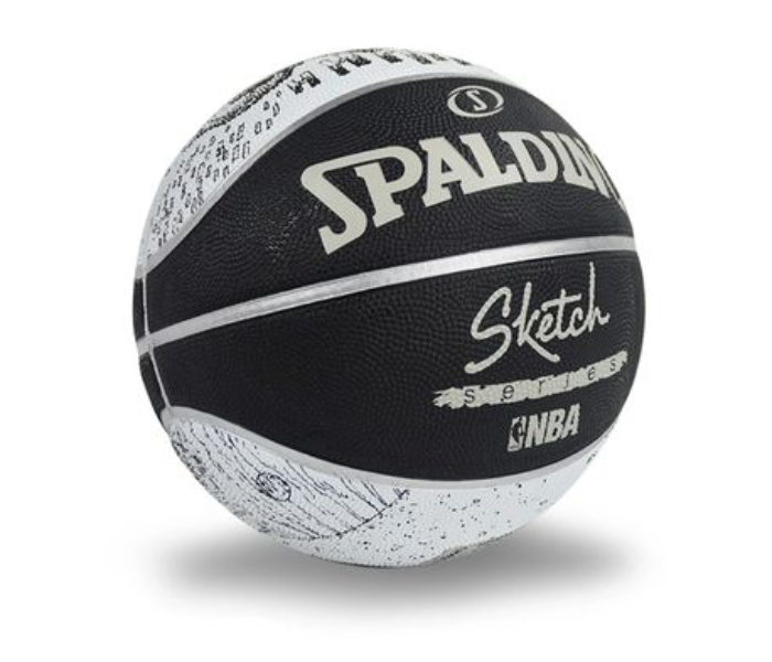 Spalding Size 7 Sketch Series Unisex Rubber Basketball -Black and White - Zoom Image 3