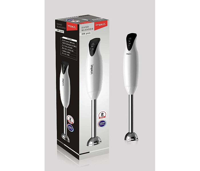 Impex HB 3201 200 Watts Hand Blender Mixer with 2 Speed Controls - White - Zoom Image 2