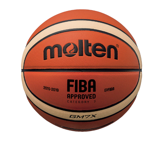 Molten MLTB7G1600 7inch 12 Panel Rubber Basket Ball - Brown and Cream - Zoom Image