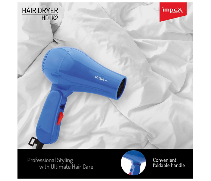 Impex HD 1K2 2000W Fast Drying and Styling Compact Design Hair Dryer - Blue - Zoom Image 4