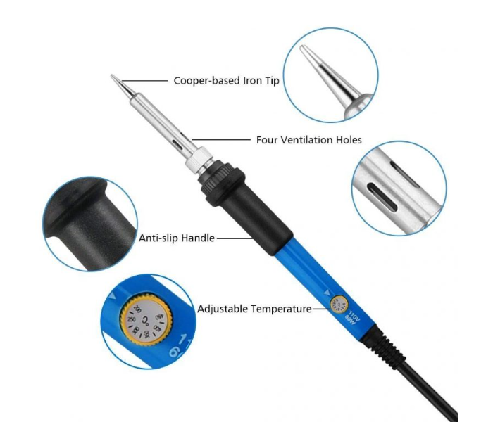 Smart 60W Soldering Iron With Adjustable Temperatures -Blue - Zoom Image 3