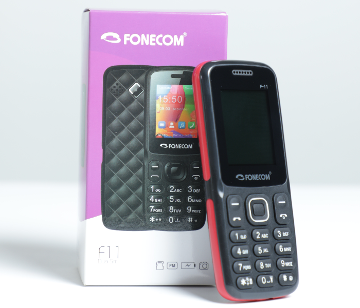 Fonecom F11 Dual Sim Base Phone - Red and Black - Zoom Image 1