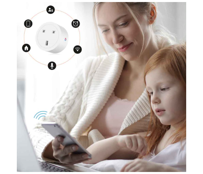 Porodo PD-WFP-WH Smart Wifi UK 16A with Voice Control Mini Smart Plug Socket - White - Zoom Image 3