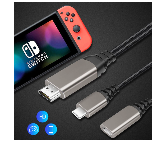 Wiwu X10 Type-C To Hdmi Cable Phone To Tv and Support Nintendo Switch - Grey - Zoom Image 3