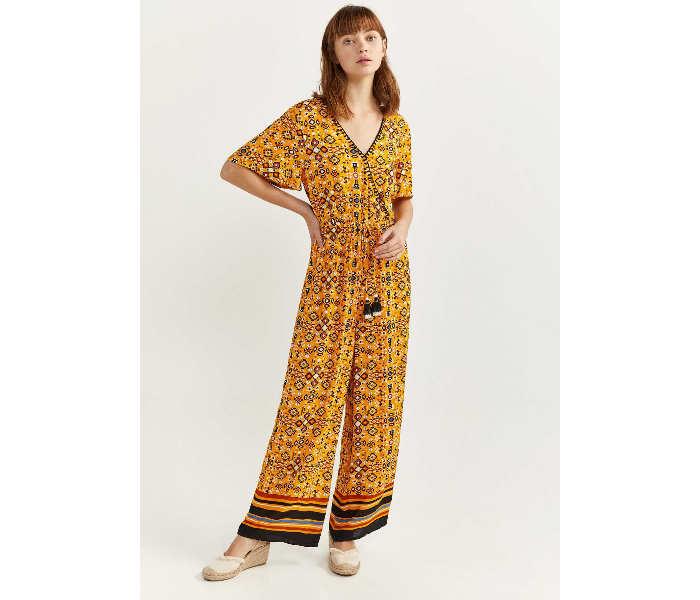 Springfield 683719004 Size 36 Cotton Jumpsuit for Women - Yellow - Zoom Image 1