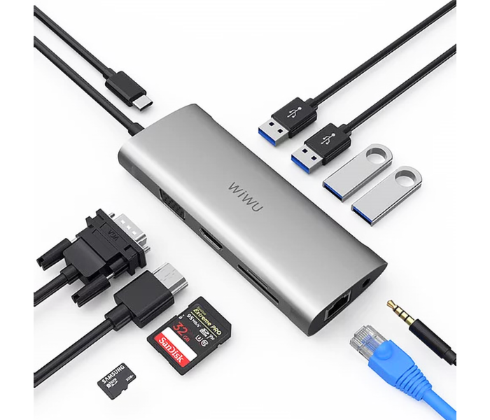 Wiwu A11IN1G Alpha 11 In 1 USB-C Hub - Grey - Zoom Image 2