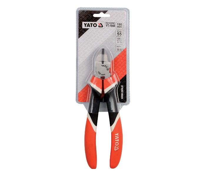 Yato YT-1948 7.5 Inch Cr-V Steel Side Cutting Plier - Black and Red - Zoom Image 2