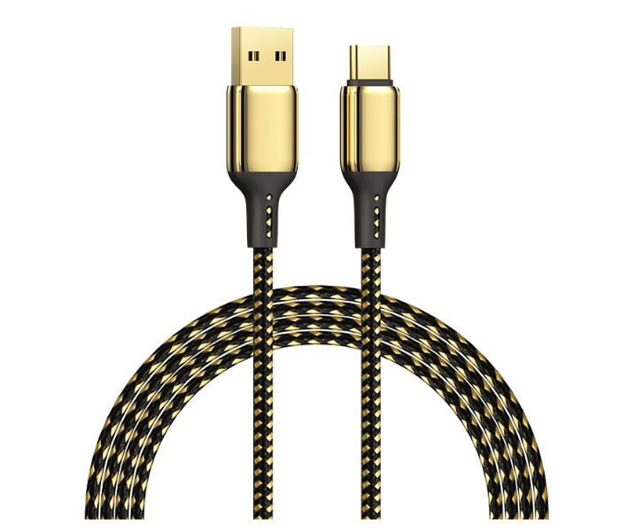 Wiwu GD-1012M 2 Metre 20 W Gd-101 USB To Type-C 18K Golden Data Cable - Black and Gold - Zoom Image