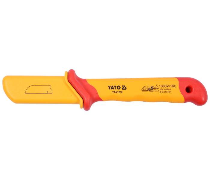 Yato YT-21210 Cr-V Steel Injection Insulated Cable Knife - Yellow and Red - Zoom Image 2