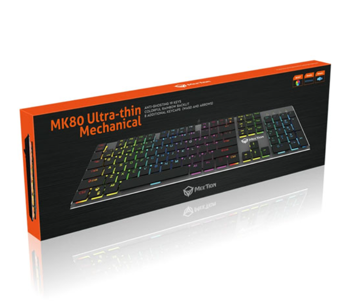 Meetion MT-MK80 Ultra-thin RGB Mechanical Keyboard -Black - Zoom Image 5