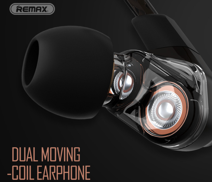 Remax RM-580 Double Moving Coil Wired Earphone - Black - Zoom Image 3