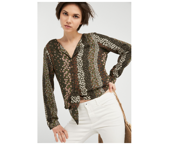 Springfield 679618428 Size 34 Long Sleeve Blouse for Women - Green - Zoom Image 3