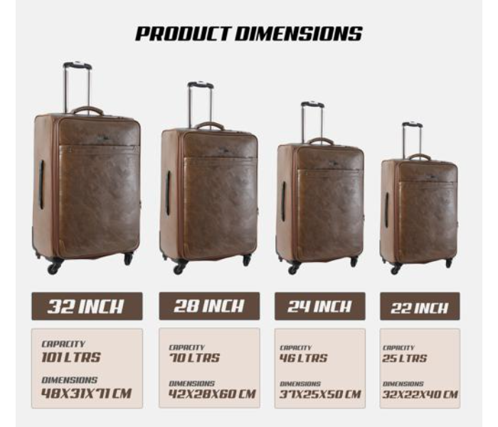 Para John PJTR4050E 4 Pieces PVC Luggages - Beige - Zoom Image 5