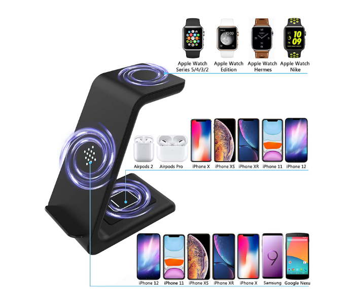 3 in 1 Wireless Charger Charging Stand - Black - Zoom Image 4