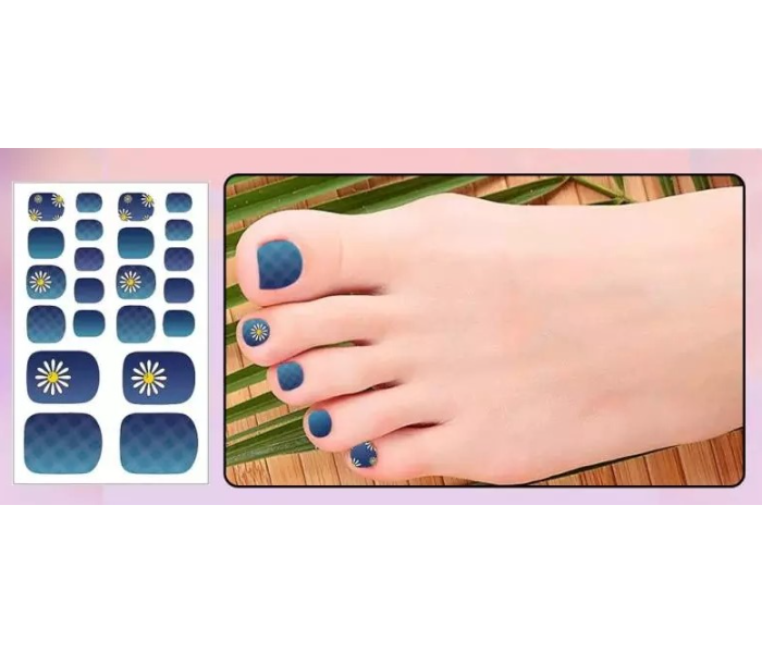 OEM 1 Sheet Art Style Adhesive Toe Nail Sticker Manicure - Blue - Zoom Image 1