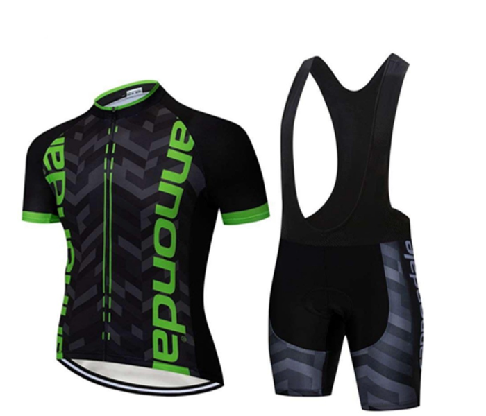 OEM Cannondale Large Cycling Jersey Bibset -Black and Green - Zoom Image