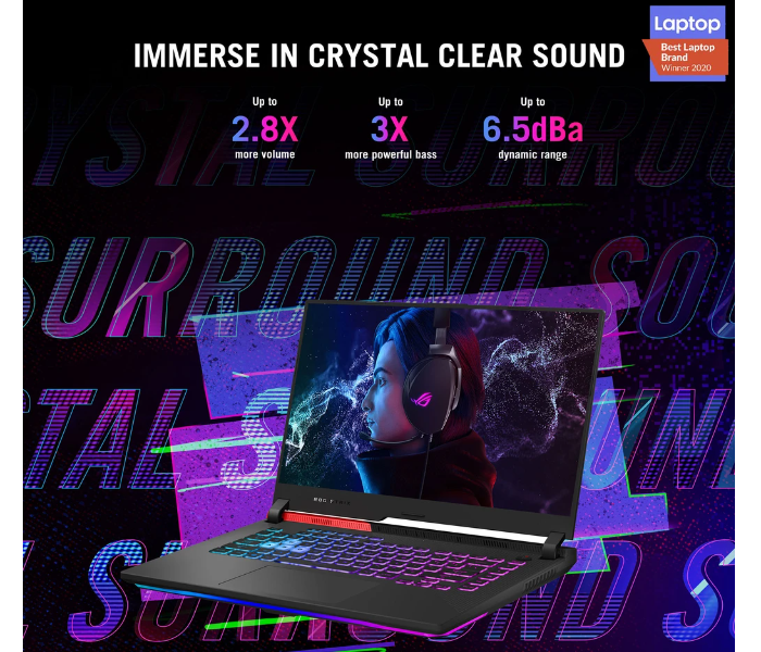 Asus Strix G G513QE-HN042T 15.6 Inch FHD AMD Ryzen R7 5800H Processor 16GB RAM 1TB SSD 4GB NVIDIA GeForce RTX 3050Ti Graphics Windows 10 Home - Grey - Zoom Image 4