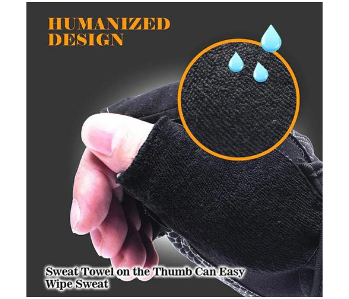 Fingerless Weight Lifting Medium Size Gym Gloves for Men and Women - Black and Blue - Zoom Image 2