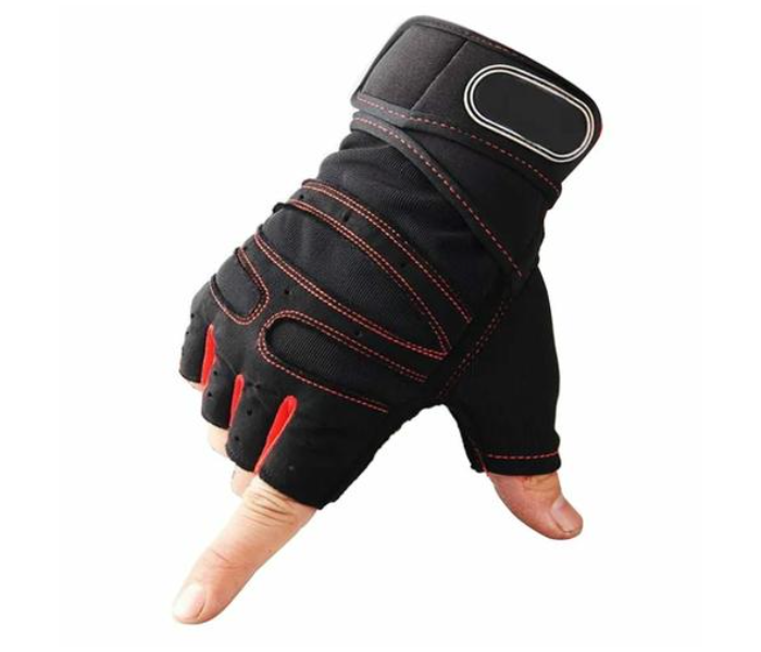 Fingerless Weight Lifting XL Size Gym Gloves for Men and Women - Black and Red - Zoom Image 1