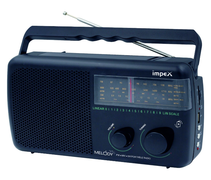 Impex MELODY Portable Rechargeable Radio with USB and SD Card Port - Black - Zoom Image