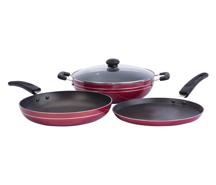 Impex KTF 444 4 Pcs Nonstick Induction Base Cookware Set - Red - Zoom Image