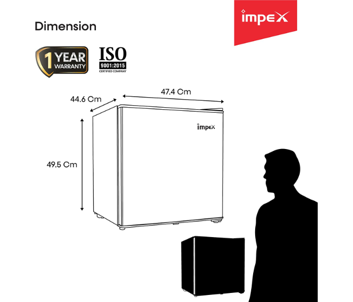 Impex IRF- 46 Liter Single Door Direct Cool Refrigerator - Grey - Zoom Image 4