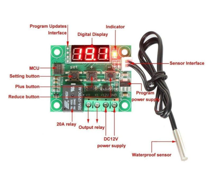 Thermostat W1209-B Temperature Control Switch Thermometer Controller -Green - Zoom Image 2