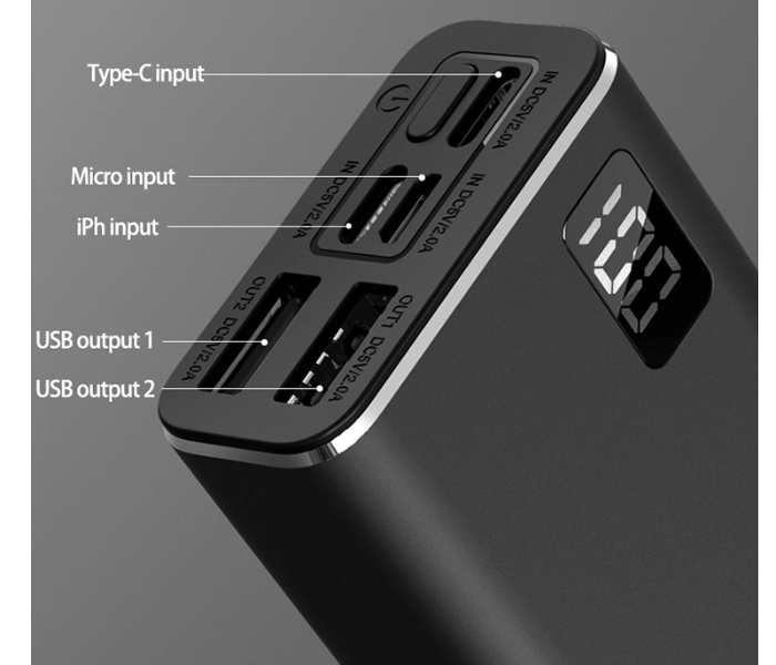 Remax RPP-155 Mini Pro 10000mAh 2 USB Power Bank - Black - Zoom Image 2