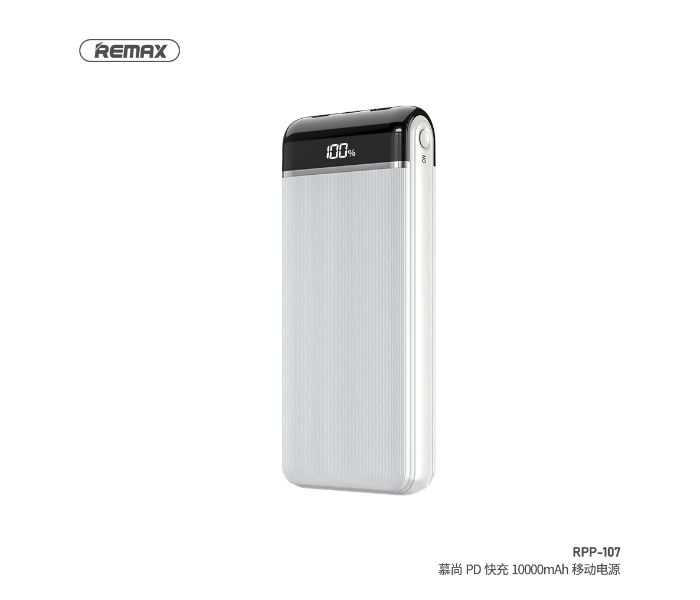 Remax RPP-107 Musa 10000mAh 18W 2 USB Two-way PD Fast Charging Power Bank - White - Zoom Image 1