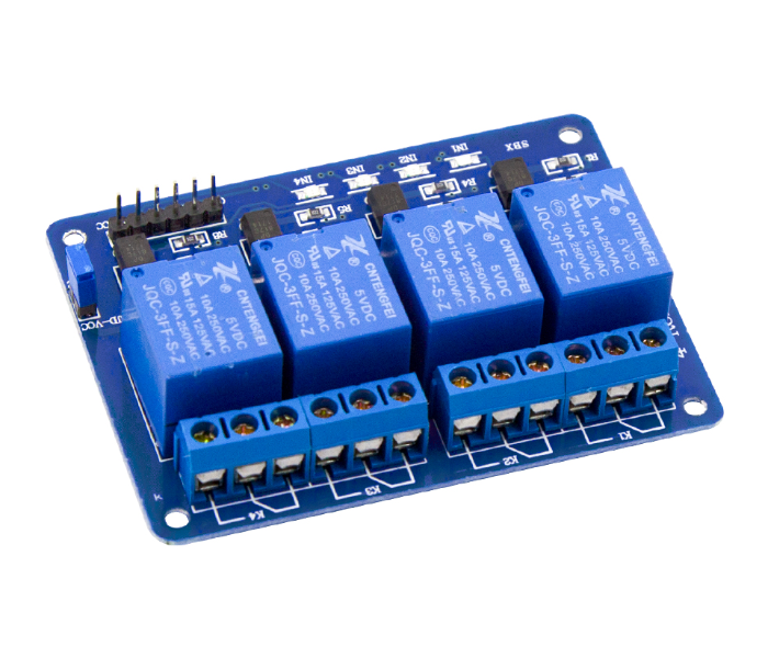 Arduino 4 Channel Low Level Relay Module with 5V Light Coupling - Blue - Zoom Image 1