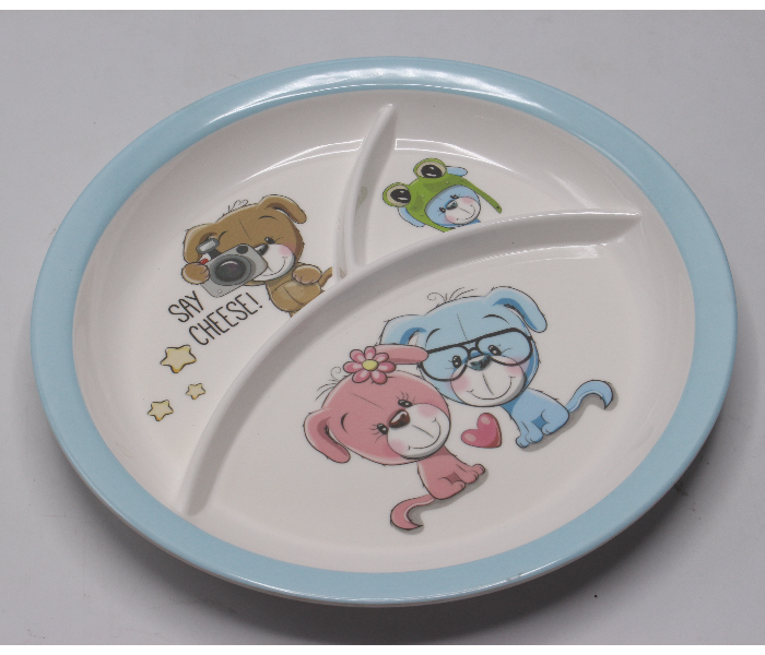 Gitco GIT2927 23cm Kids Round Dinner Plate - White and Blue - Zoom Image 1