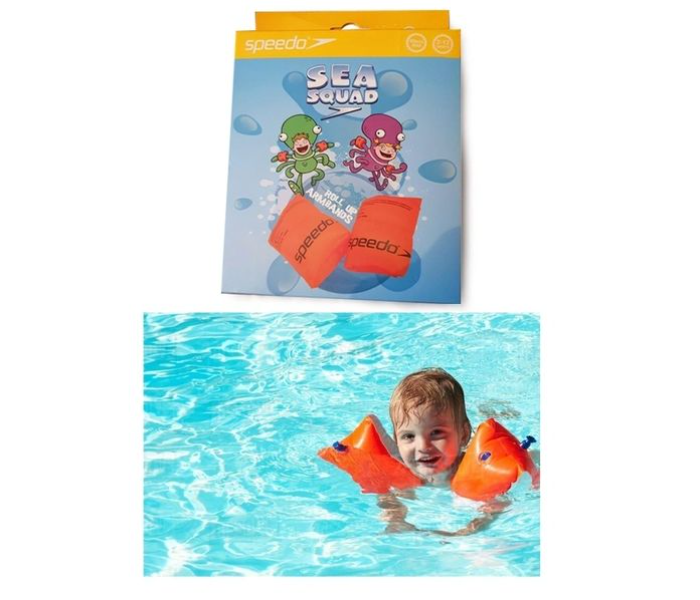 Speedo Stage 2 Swimming Roll Up Inflatable Armbands For Kids -Orange - Zoom Image 2