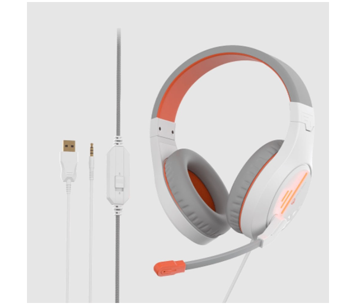 Meetion MT-HP021WO Backlit 3.5mm Audio Pin X 1 with Audio and USB Gaming Headset - White Orange - Zoom Image 3